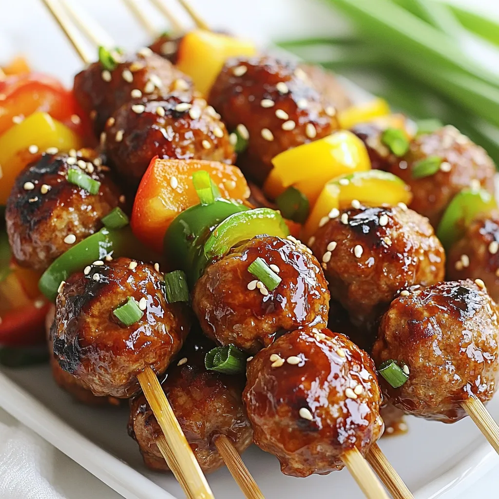 Teriyaki Chicken Meatball Skewers Köstlicher Genuss