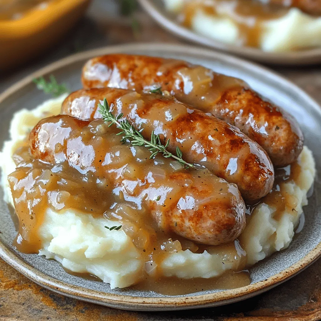 Bangers and Mash with Onion Gravy Köstliches Rezept