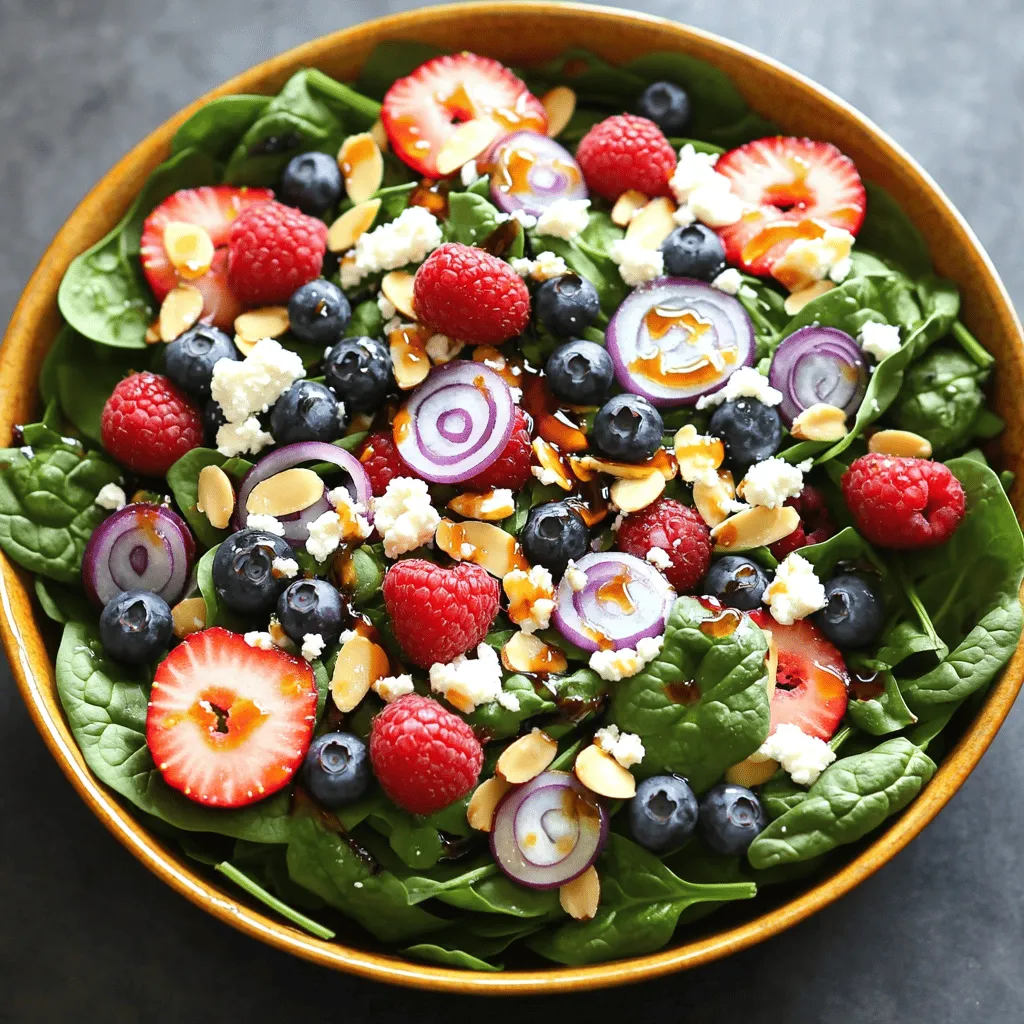 Frischer Beerensalat mit Spinat Nahrhaft und Lecker