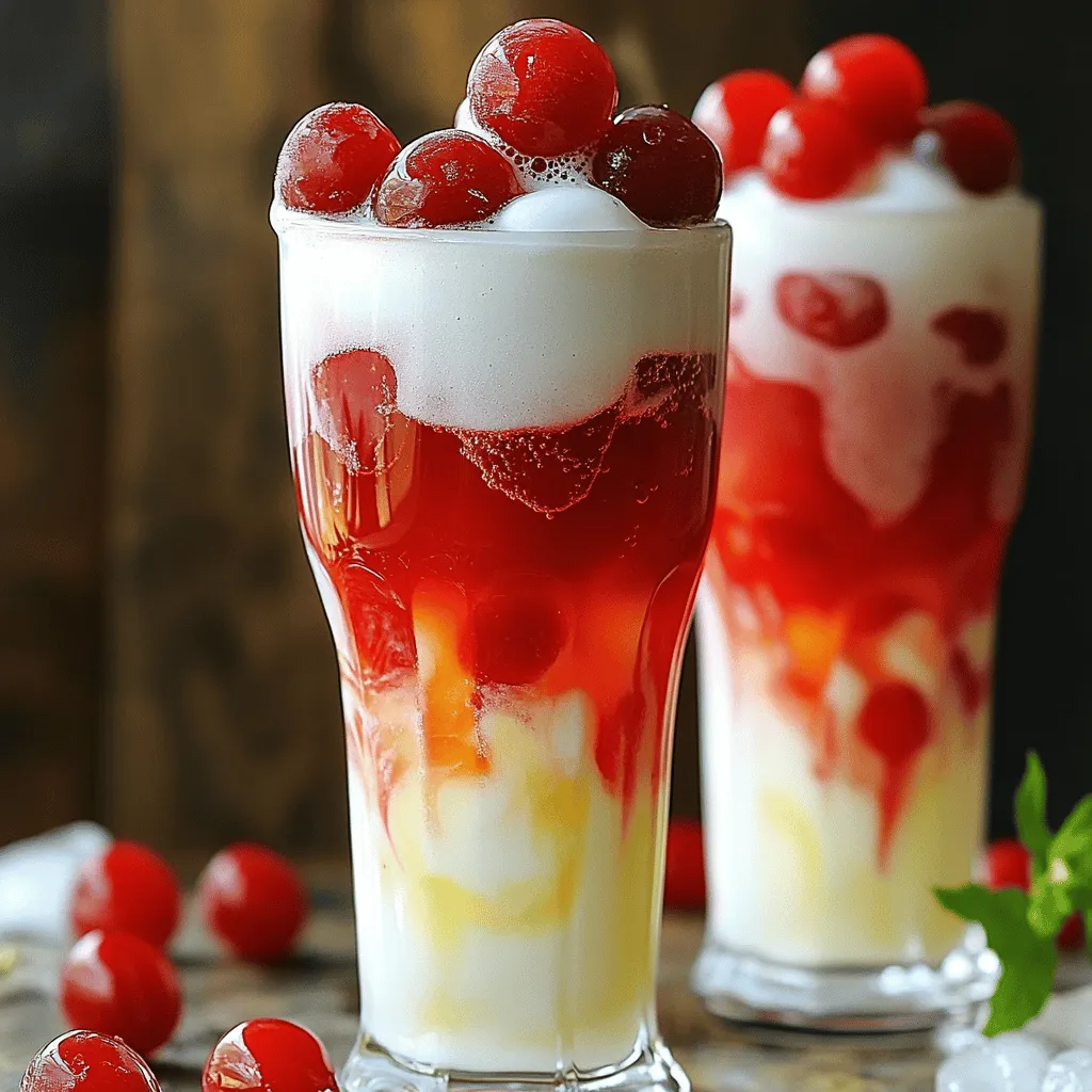Um Cherry Italian Cream Sodas zu machen, brauchst du einige einfache Zutaten. Die Hauptzutaten sind Kirschen, Kirschsirup, Sprudelwasser und Sahne. Du kannst auch Zucker und Vanilleextrakt hinzufügen. Diese Zutaten sind leicht zu finden und machen das Getränk lecker.