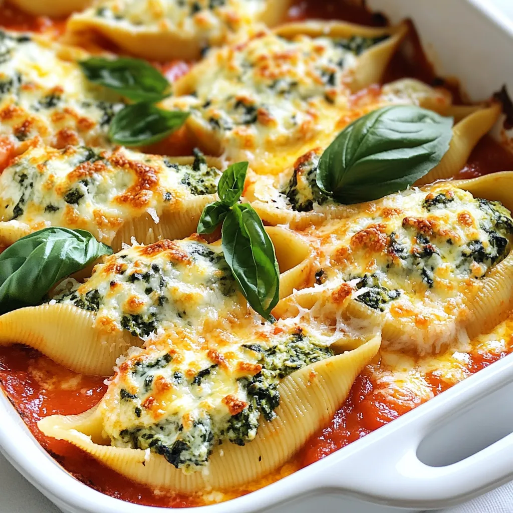 Cremige Spinat-Ricotta gefüllte Muscheln Rezept