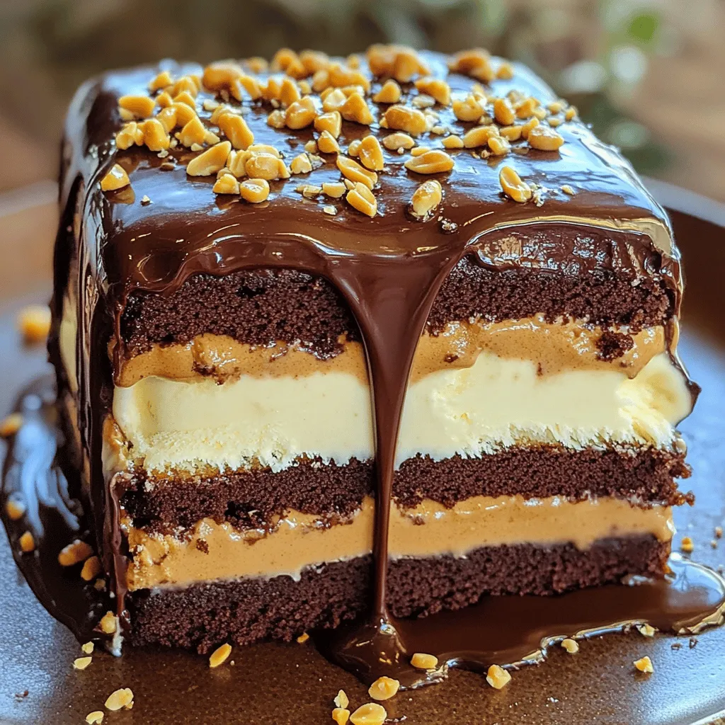 Um einen köstlichen Peanut Butter Fudge Ganache Ice Cream Cake zu machen, benötigst du folgende Zutaten: