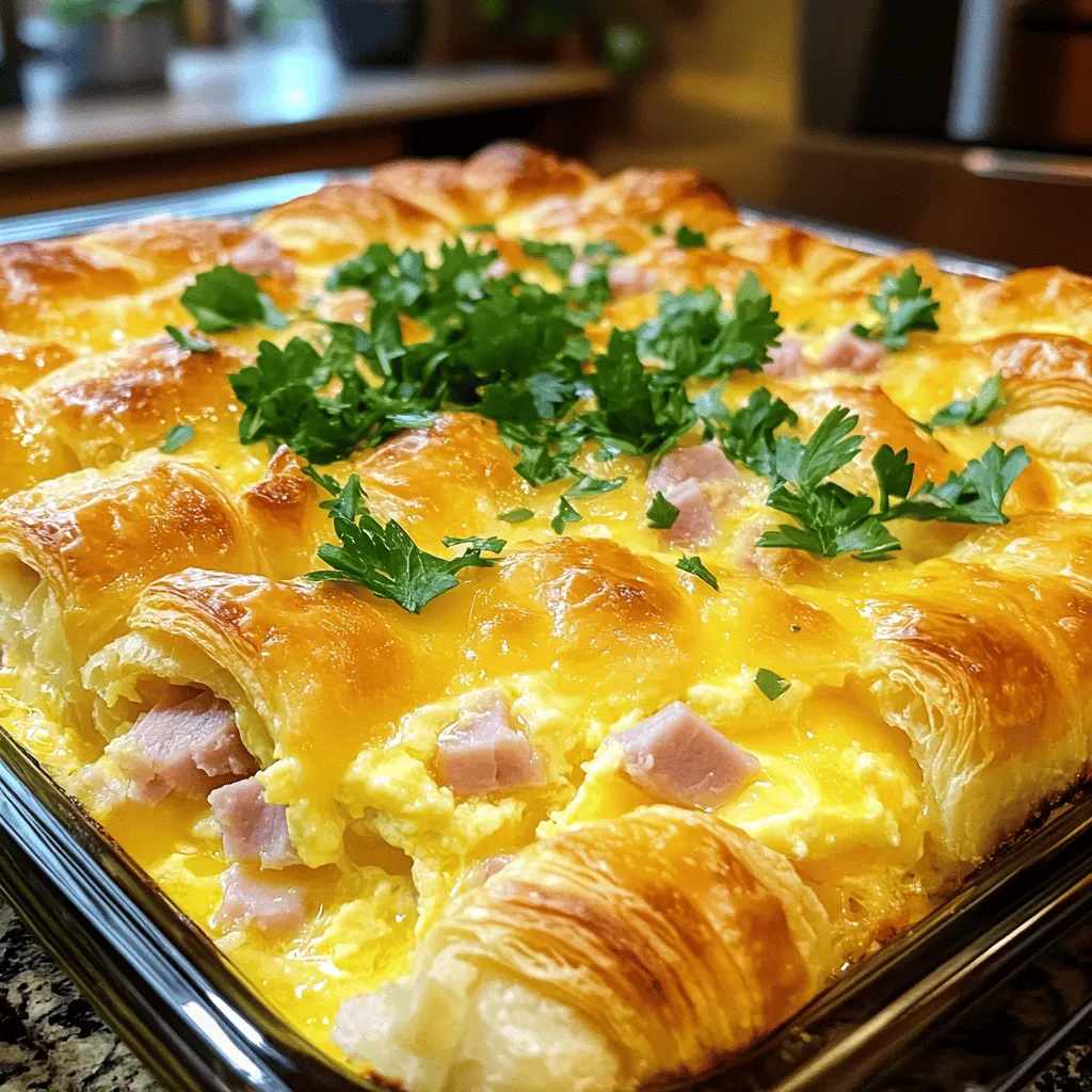 Ham and Cheese Croissant Breakfast Casserole Ideen
