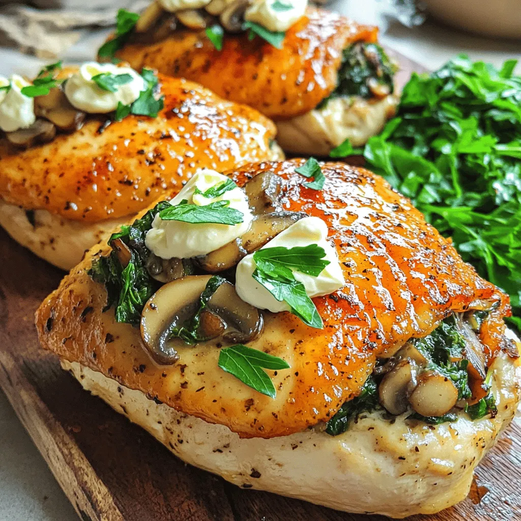 Gesunde Champignon gefüllte Hähnchenbrust Rezept