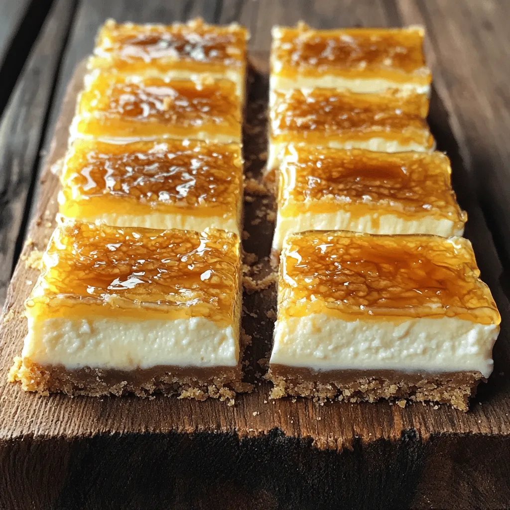 Crème Brûlée Cheesecake Bars sind eine köstliche Mischung aus zwei Klassikern. Sie vereinen die cremige Textur von Cheesecake mit dem knusprigen Karamell der Crème Brûlée. Diese Dessertidee hat viele Fans, da sie sowohl süß als auch elegant ist. Sie schmecken toll und sehen fantastisch aus.