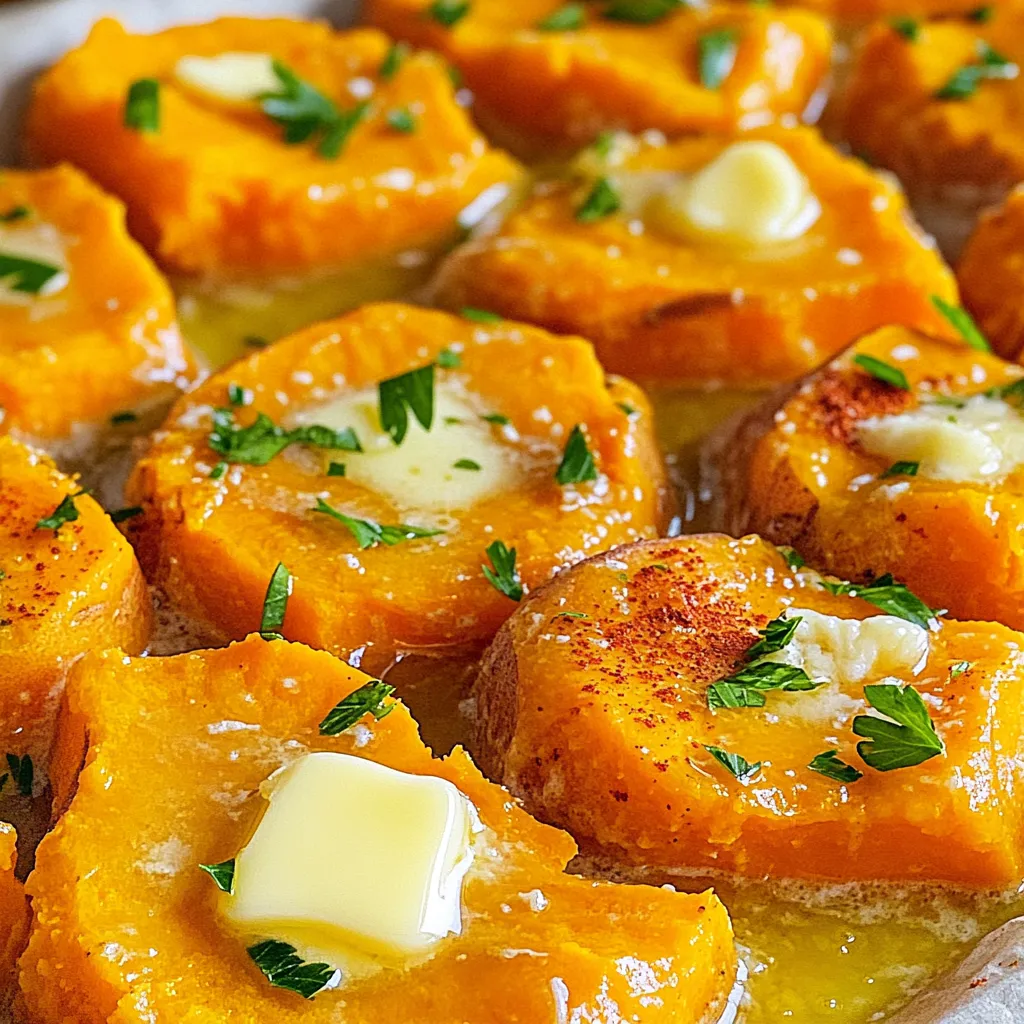 Knoblauch Parmesan Smashed Sweet Potatoes Rezept