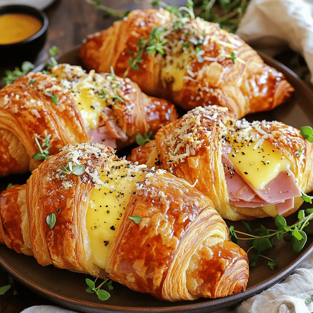 Köstliche Baked Ham and Cheese Croissants Rezept