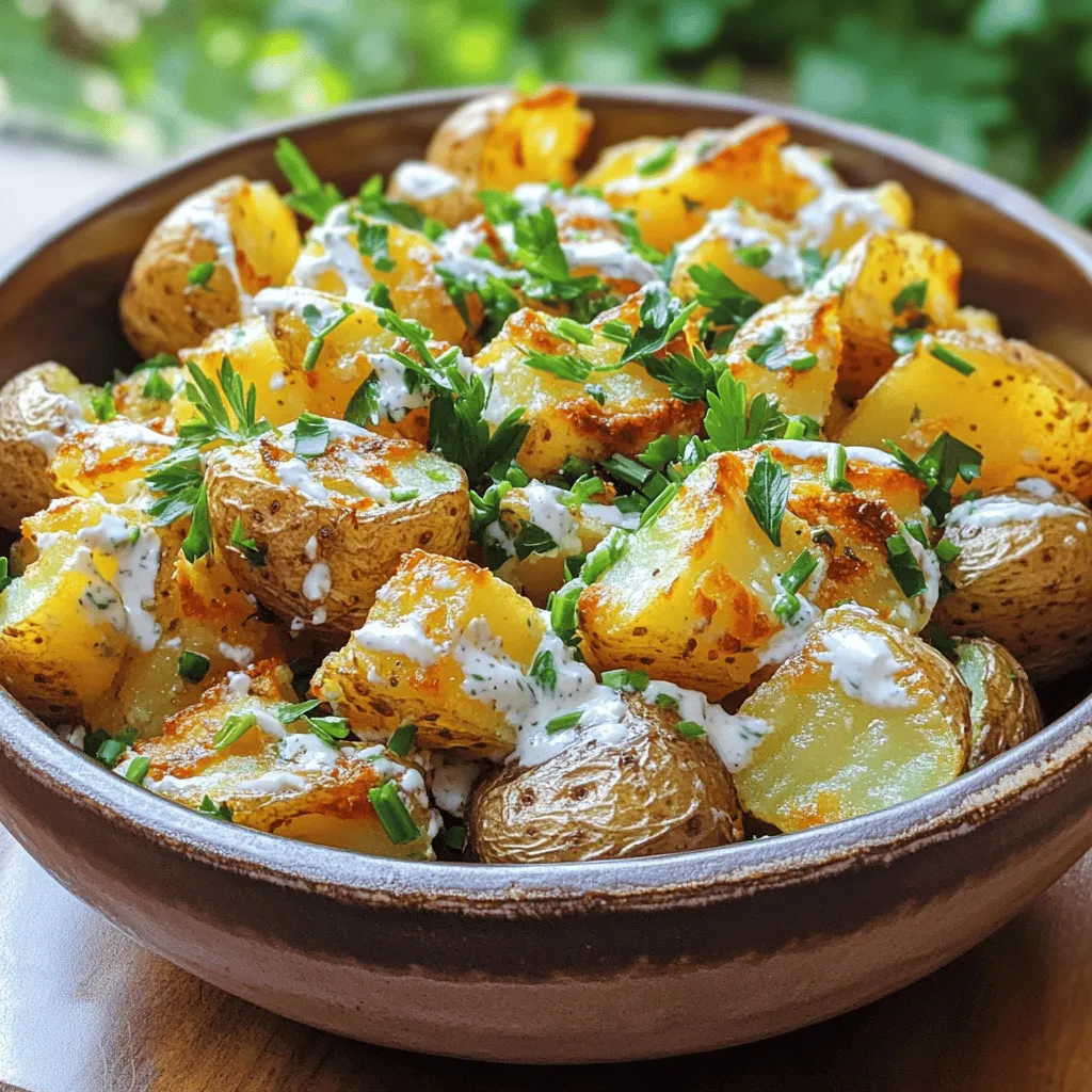 Crispy Herb Smashed Potato Salad mit frischen Kräutern