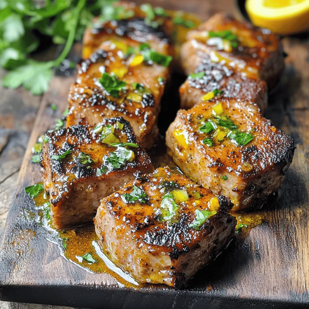 Für ein köstliches kubanisches Mojo Schweinefleisch Rezept brauche ich einige wichtige Zutaten. Die Hauptzutat ist der Schweinebraten. Ich empfehle, Nacken oder Schulter zu verwenden. Diese Stücke sind saftig und zart.