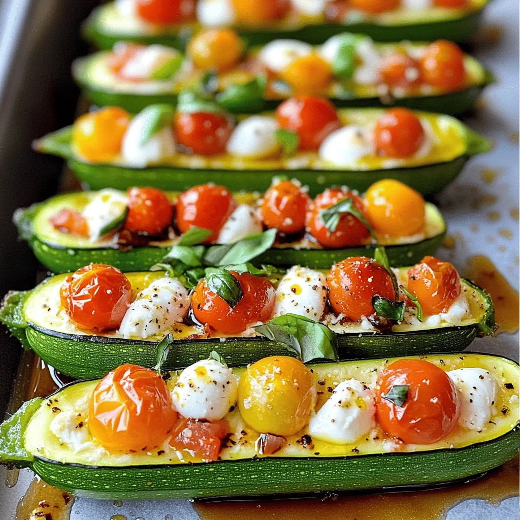 Margherita Zucchini Boats Frisch und Einfache Zubereitung