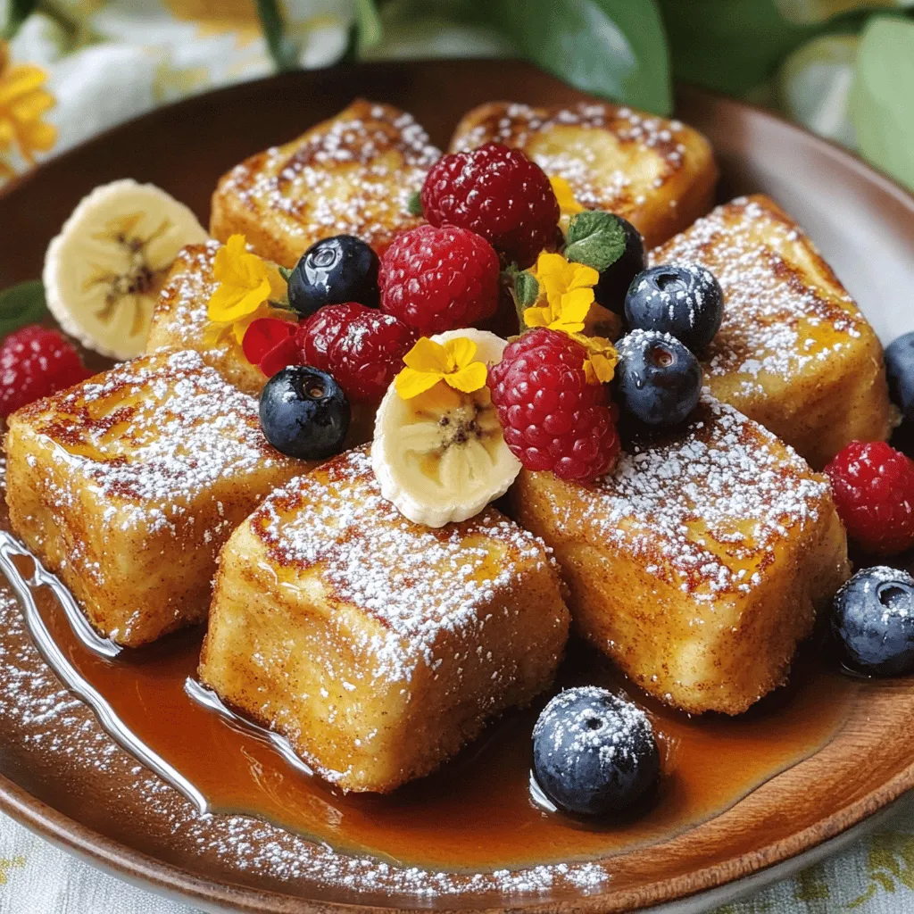 Um die cinnamon roll french toast bites zuzubereiten, benötigst du einige einfache Zutaten. Du brauchst vier große Zimtbrötchen, vier Eier, eine Tasse Milch, Vanilleextrakt, gemahlenen Zimt und einen Esslöffel Ahornsirup. Vergiss nicht eine Prise Salz und etwas Butter zum Braten. Du kannst auch Puderzucker und frisches Obst für die Garnitur verwenden.