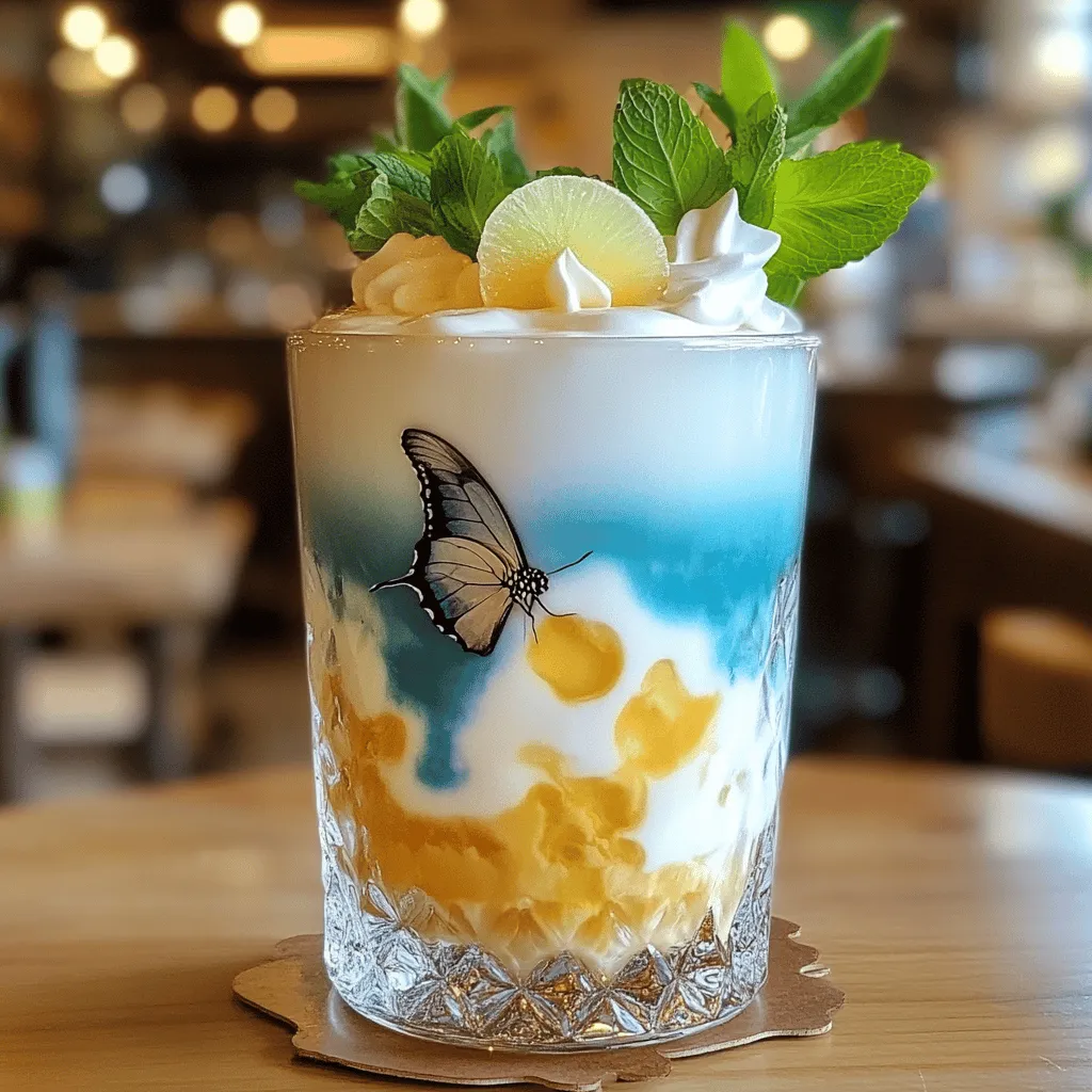 Um einen köstlichen Eistee-Latte mit Schmetterlingserbsen zu machen, brauchst du einige Zutaten. Du benötigst zwei Tassen Wasser, zwei Teelöffel getrocknete Schmetterlingserbsenblüten, eine Tasse Milch oder eine pflanzliche Milchalternative. Honig oder Agavendicksaft nach Geschmack sind auch wichtig. Vanilleextrakt gibt dem Latte einen tollen Geschmack. Eiswürfel und frische Minzblätter zur Garnitur sind optional.