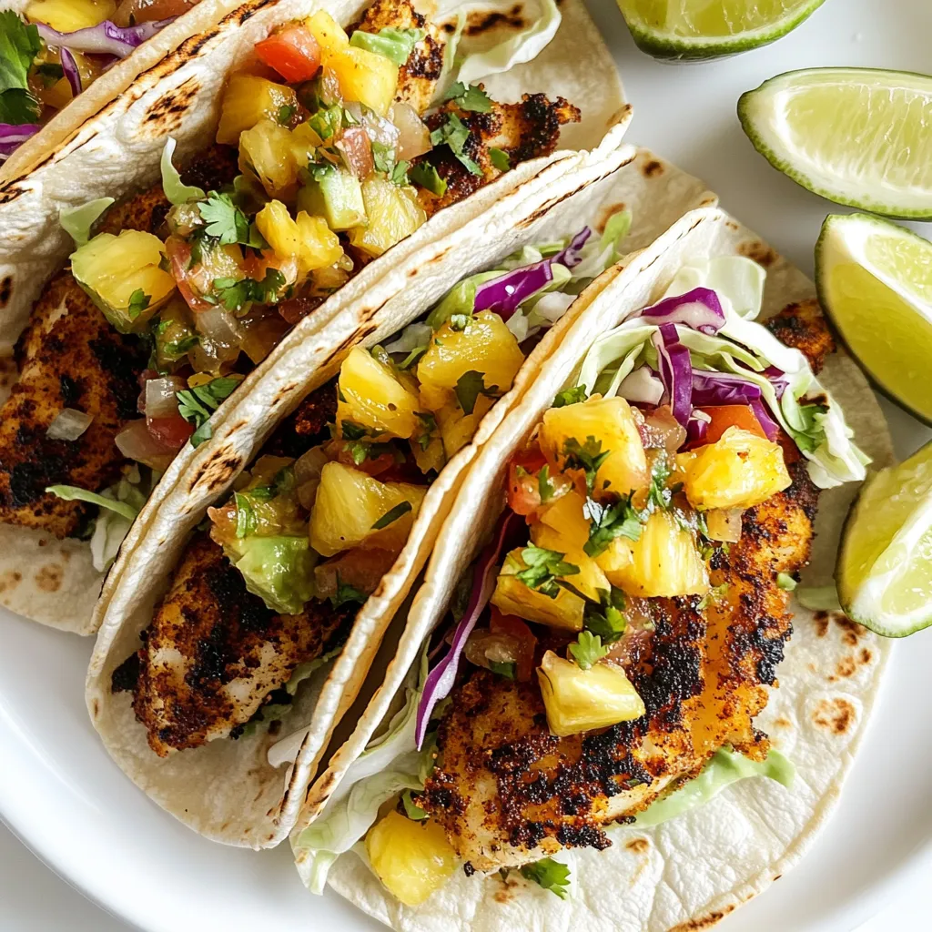 Schmackhafte Blackened Fish Tacos mit Ananas-Salsa