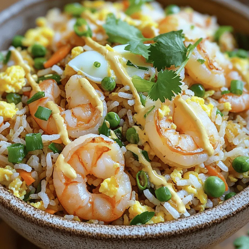 - 300g frische Garnelen - 2 Tassen gekochter Reis - 2 Eier