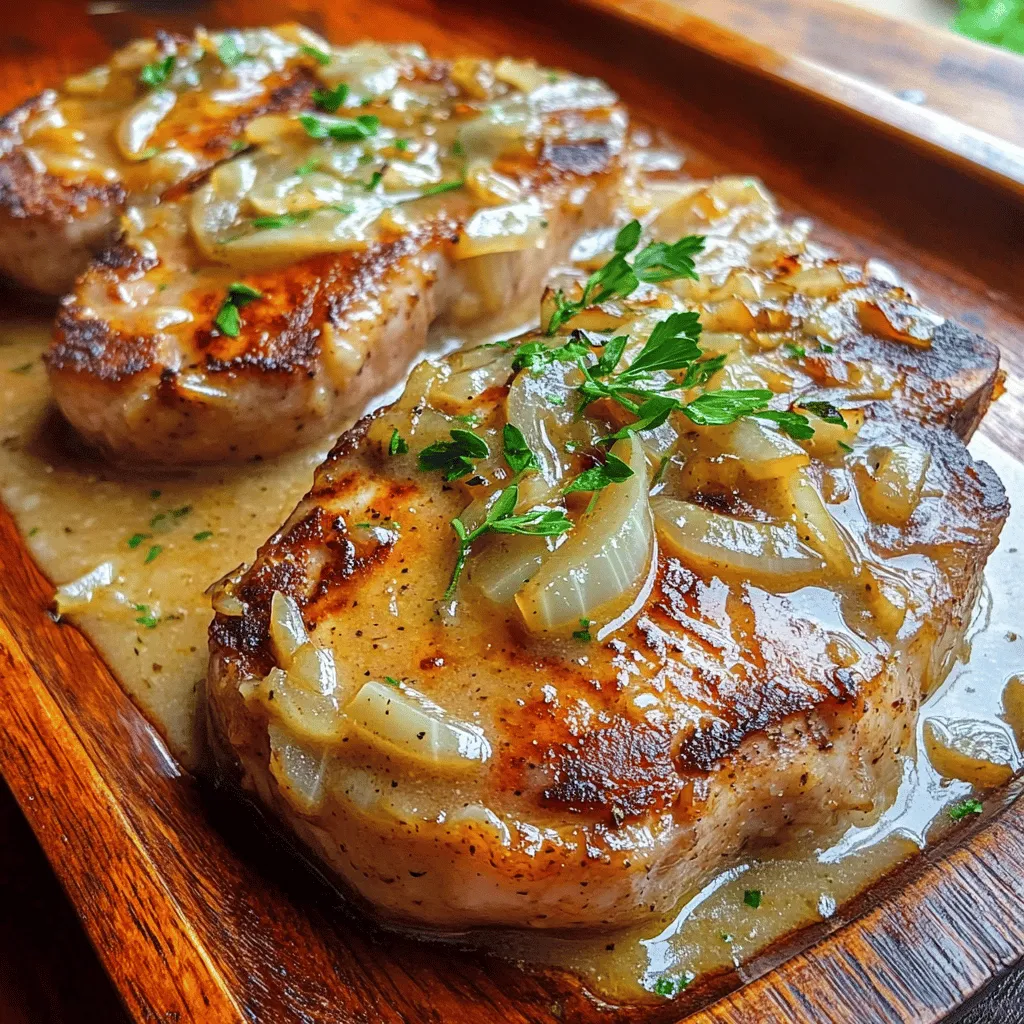 - 4 knochenlose Schweinekoteletts (ca. 2,5 cm dick) - 240 ml Hühnerbrühe - 240 ml Schlagsahne - Salz und Pfeffer nach Geschmack - 1 Teelöffel Knoblauchpulver - 1 Teelöffel Zwiebelpulver - 1 Esslöffel Olivenöl - 1 mittlere Zwiebel, dünn geschnitten - 2 Knoblauchzehen, fein gehackt - 1 Esslöffel Worcestersauce - 1 Teelöffel getrockneter Thymian Die Hauptzutaten sind wichtig. Sie geben den Koteletts ihren tollen Geschmack. Die knochenlosen Schweinekoteletts sind zart und perfekt für das Gericht. Hühnerbrühe und Schlagsahne sorgen für eine cremige Sauce. Gewürze wie Knoblauchpulver und Zwiebelpulver bringen Tiefe. - Frische Petersilie zur Garnierung - 1 Teelöffel Cajun-Gewürz (optional, für etwas Schärfe) Zusätzliche Zutaten machen das Gericht besonders. Frische Petersilie sieht toll aus und bringt Farbe. Wenn Sie etwas Schärfe mögen, versuchen Sie Cajun-Gewürz. Es fügt einen neuen Twist hinzu.Zuerst würzen Sie die Koteletts. Sie brauchen Salz, Pfeffer, Knoblauchpulver und Zwiebelpulver. Streuen Sie die Gewürze großzügig auf beide Seiten der Koteletts. Das sorgt für viel Geschmack. Dann erhitzen Sie das Olivenöl in einer großen Pfanne bei mittlerer bis hoher Hitze. Warten Sie, bis das Öl heiß ist, bevor Sie die Koteletts hinzufügen. Braten Sie die Koteletts für etwa 4-5 Minuten auf jeder Seite an. Sie sollten goldbraun und durchgegart sein. Verwenden Sie ein Fleischthermometer, um sicherzustellen, dass die Innentemperatur 63 Grad Celsius erreicht. Wenn die Koteletts fertig sind, nehmen Sie sie aus der Pfanne und legen Sie sie auf einen Teller. Dies hilft, sie saftig zu halten. Geben Sie nun die geschnittenen Zwiebeln in dieselbe Pfanne. Braten Sie sie 3-4 Minuten an, bis sie weich werden. Fügen Sie dann den fein gehackten Knoblauch hinzu und braten Sie diesen für eine weitere Minute an. Das gibt einen tollen Duft. Gießen Sie die Hühnerbrühe in die Pfanne. Verwenden Sie einen Holzlöffel, um den Boden der Pfanne abzulösen. So bekommen Sie alle leckeren Reste. Jetzt ist es Zeit, die restlichen Zutaten für die Sauce hinzuzufügen. Vermischen Sie die Schlagsahne, Worcestersauce, getrockneten Thymian und optional das Cajun-Gewürz. Lassen Sie die Sauce 5-7 Minuten köcheln, bis sie leicht eindickt. Legen Sie die Koteletts zurück in die Pfanne und lassen Sie sie für weitere 5 Minuten in der Sauce köcheln. So nehmen die Koteletts die Aromen auf. Probieren Sie die Sauce und passen Sie das Würzen nach Ihrem Geschmack an. Genießen Sie die geschmorten Schweinekoteletts mit der cremigen Zwiebelsauce über den Koteletts.Um zarte, saftige Koteletts zu machen, ist es wichtig, die Koteletts richtig zu würzen. Verwenden Sie großzügig Salz und Pfeffer. Knoblauch- und Zwiebelpulver geben zusätzlichen Geschmack. Lassen Sie die Koteletts vor dem Braten etwas ruhen. Dies hilft, die Säfte zu halten. Für die Sauce probiere ich immer die Mischung, bevor ich sie serviere. Dies stellt sicher, dass der Geschmack perfekt ist. Wenn die Sauce zu dick ist, fügen Sie etwas mehr Hühnerbrühe hinzu. Ist sie zu dünn, lassen Sie sie länger köcheln. Servieren Sie die Schweinekoteletts auf einer großen Platte. Gießen Sie die cremige Sauce gleichmäßig darüber. Dekorieren Sie das Gericht mit frisch gehackter Petersilie. Dies gibt Farbe und Frische. Kombinieren Sie die Koteletts mit Beilagen wie Kartoffelbrei oder gedünstetem Gemüse. Diese Beilagen passen gut zu den reichen Aromen der Sauce. Genießen Sie die Mahlzeit mit Familie oder Freunden! {{image_4}} Für die geschmorten Schweinekoteletts kann man viele Gewürze nutzen. Du kannst mit verschiedenen Kräutern experimentieren. Zum Beispiel, Rosmarin oder Oregano geben einen tollen Geschmack. Wenn du es schärfer magst, füge mehr Cajun-Gewürz hinzu. Alternativ kannst du auch Brühen verwenden. Gemüsebrühe ist eine gute Option für weniger Fett. Anstelle von Schlagsahne, probiere Kokosmilch. Das macht die Sauce cremig und gibt einen anderen Geschmack. Die Beilagen für geschmorte Schweinekoteletts sollten einfach sein. Kartoffelbrei passt perfekt. Du kannst auch gedünstetes Gemüse wie Brokkoli oder Karotten wählen. Für ein komplettes Menü, serviere den Salat dazu. Ein frischer grüner Salat mit einem leichten Dressing bringt Farbe und Geschmack. Diese Kombination macht dein Essen noch köstlicher.Dort findest du viele Tipps zur perfekten Beilage. Um die Reste deiner leckeren geschmorten Schweinekoteletts richtig zu bewahren, beachte folgende Tipps: - Lass die Koteletts zuerst auf Raumtemperatur abkühlen. - Lege sie in einen luftdichten Behälter. - Füge die Sauce hinzu, um die Koteletts saftig zu halten. - Stelle den Behälter in den Kühlschrank. Diese Reste halten sich bis zu drei Tage. Wenn du die Koteletts länger aufbewahren möchtest, friere sie ein. - Gefrorene Koteletts bleiben bis zu drei Monate frisch. - Nutze gefriergeeignete Behälter oder Beutel. Wenn du deine geschmorten Schweinekoteletts aufwärmen möchtest, gehe folgendermaßen vor: - Nimm die Koteletts aus dem Kühlschrank oder Gefrierfach. - Platziere sie in einer Pfanne mit etwas Wasser oder Brühe. - Erhitze die Pfanne bei mittlerer Hitze, bis sie warm sind. Um ein Austrocknen zu vermeiden, decke die Pfanne während des Erhitzens mit einem Deckel ab. Du kannst auch die Mikrowelle benutzen: - Stelle die Koteletts in eine mikrowellengeeignete Schüssel. - Decke die Schüssel mit einem feuchten Papiertuch ab. - Erwärme sie in Intervallen von 30 Sekunden, bis sie heiß sind. Diese Methoden helfen, den köstlichen Geschmack zu bewahren. Die Zubereitung geschmorter Schweinekoteletts dauert insgesamt etwa 35 Minuten. Die Vorbereitungszeit beträgt etwa 15 Minuten. Die Kochzeit für die Koteletts und die Sauce liegt bei 20 Minuten. Sie können in dieser Zeit alle Schritte in der Küche schnell und einfach umsetzen. Ja, Sie können die Sauce nach Ihrem Geschmack anpassen. Fügen Sie zum Beispiel mehr Knoblauch hinzu, wenn Sie es gerne würziger mögen. Statt Hühnerbrühe können Sie Gemüsebrühe verwenden, um die Sauce vegetarisch zu gestalten. Auch die Sahne können Sie durch Kokosmilch ersetzen, wenn Sie eine laktosefreie Option suchen. Experimentieren Sie mit Kräutern, um neue Geschmäcker zu entdecken. Beliebte Beilagen für geschmorte Schweinekoteletts sind Kartoffelbrei, gedünstetes Gemüse oder Reis. Auch ein frischer Salat passt gut dazu. Wenn Sie ein herzhaftes Essen wünschen, servieren Sie die Koteletts mit gebackenem Gemüse oder einer cremigen Polenta. Diese Kombinationen runden Ihr Gericht perfekt ab und bringen Abwechslung auf den Tisch. Zusammenfassend haben wir die besten Zutaten für geschmorte Schweinekoteletts besprochen. Die Hauptzutaten wie Koteletts, Brühe und Gewürze sind wichtig für den Geschmack. Die Schritt-für-Schritt-Anleitung hilft dir, die Koteletts perfekt zuzubereiten. Mit einigen Tipps kannst du zarte und leckere Koteletts machen. Variationen und Beilagenideen sorgen für Abwechslung auf dem Tisch. Denk daran, Reste richtig aufzubewahren, damit sie frisch bleiben. Probiere es aus und genieße dein Gericht!