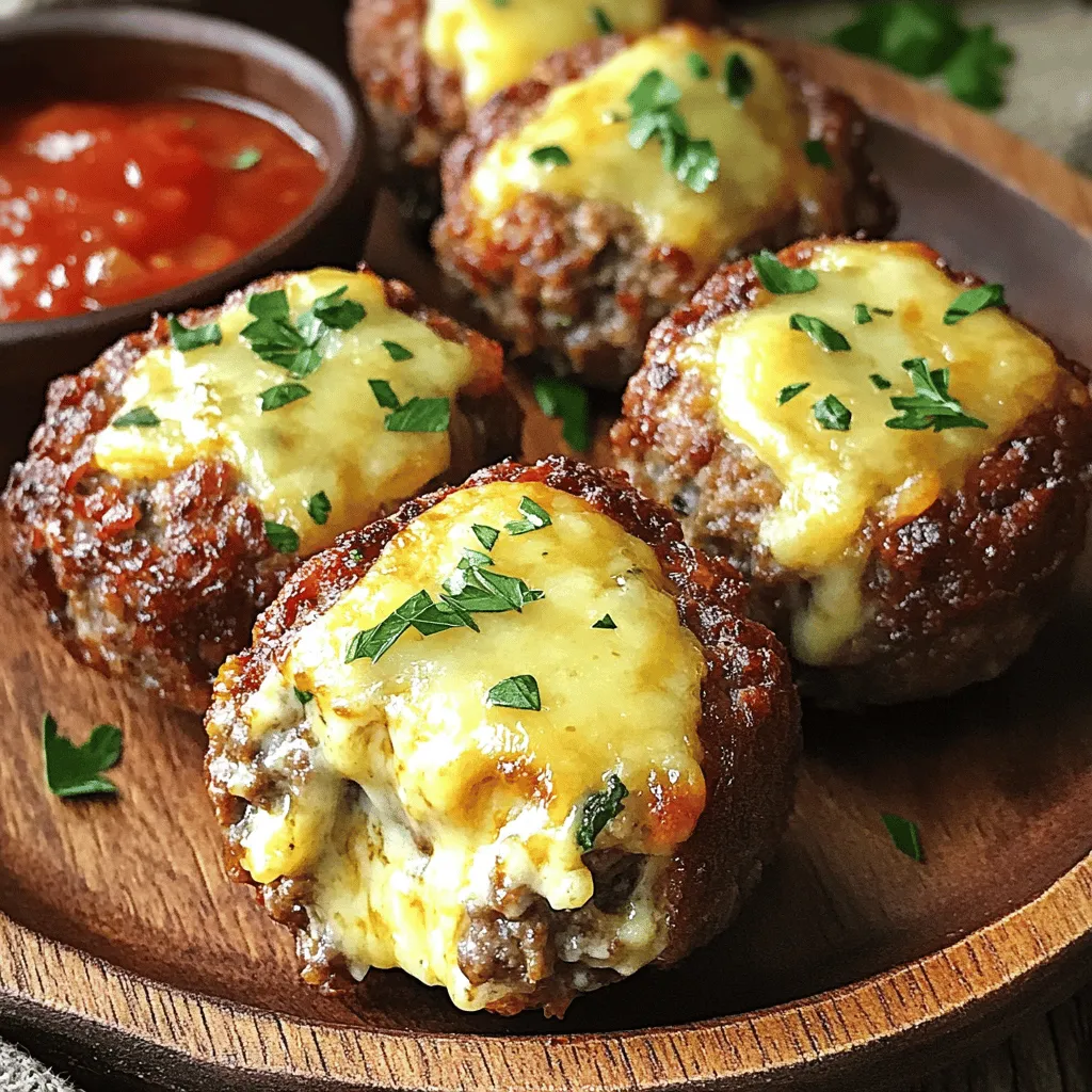 Für Cheesy Stuffed Meatloaf Bites brauchst du einige einfache Zutaten. Du benötigst 500 g Rinderhackfleisch, 1 Tasse gewürfeltes Brot und 1/2 Tasse Milch. Diese Zutaten sorgen für die Basis. Käse ist wichtig! Verwende 1/2 Tasse geriebenen Cheddar und 1/4 Tasse Parmesan. Diese Käsesorten geben den Bissen einen tollen Geschmack. Du brauchst auch 1 Ei, 1 Zwiebel, 2 Knoblauchzehen, Worcestersauce, Paprikapulver, Salz und Pfeffer. Frische Petersilie rundet das Rezept ab. Zum Überziehen nimm 1 Tasse Tomatensauce.