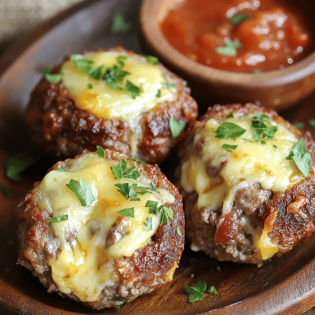Köstliche Cheesy Stuffed Meatloaf Bites Rezept