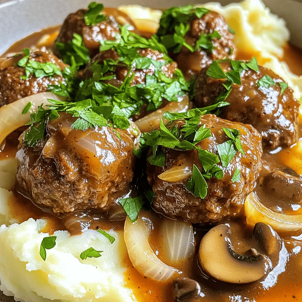 Leckere Slow Cooker Salisbury Steak Fleischbällchen