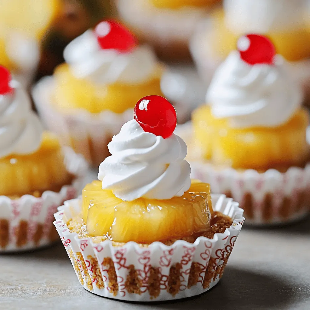 Die Hauptzutaten für Mini Pineapple Upside-Down Cheesecakes sind einfach und lecker. Sie benötigen: