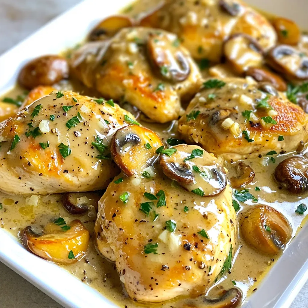 Cremiges Knoblauch-Pilz-Hühnchen Einfach und Lecker