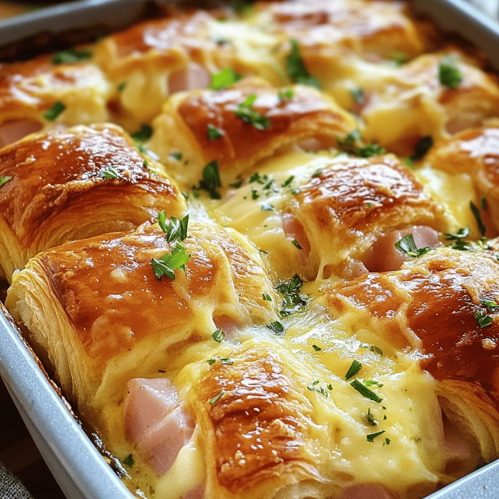 Cheesy Ham &#038; Croissant Breakfast Bake Einfacher Genuss