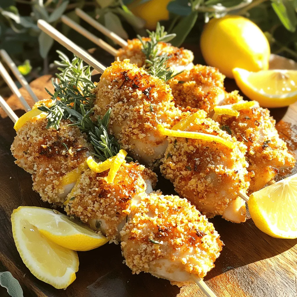 Crispy Lemon Herb Chicken Skewers Einfaches Rezept