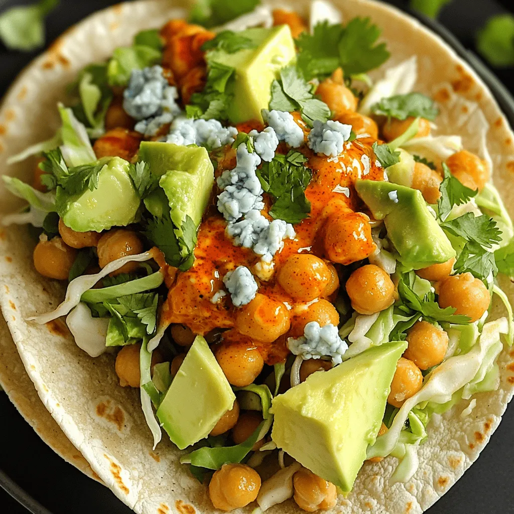 Luftfrittierte Buffalo Kichererbsen-Tacos Einfach und Lecker