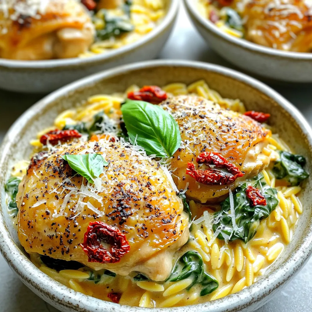 One-Pot Creamy Tuscan Chicken Orzo für Genuss