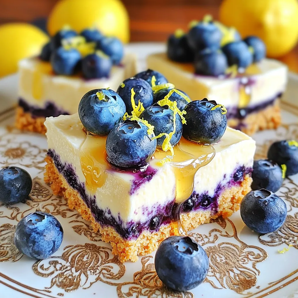 No-Bake Blueberry Lemon Cheesecake Bars Rezept