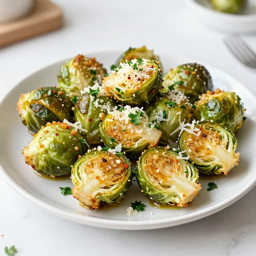 Knusprige Knoblauch-Parmesan-Rosenkohl Leckerei