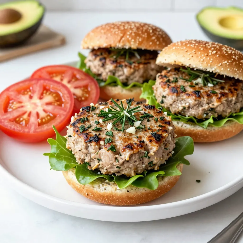 Knoblauch-Kräuter Truthahn Burger Gesund und Lecker