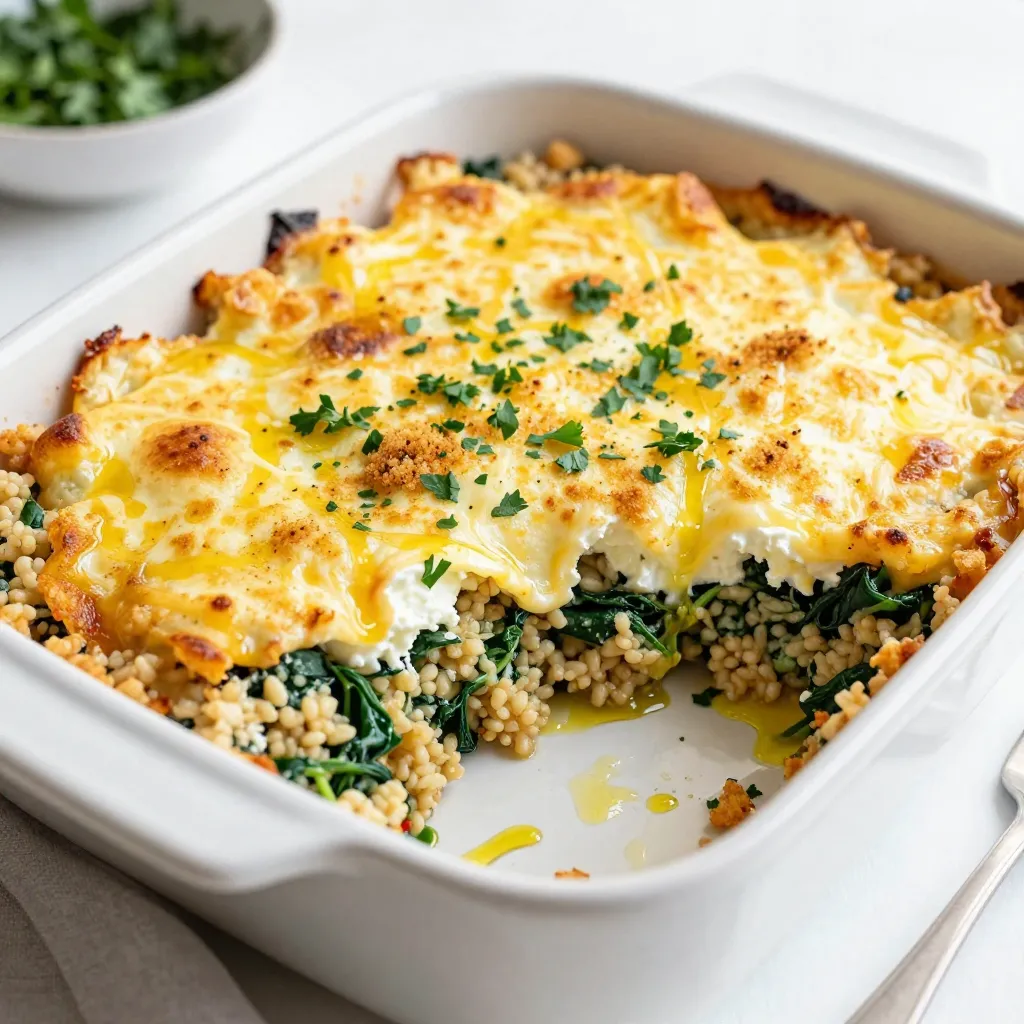 Käsehaltiger Spinat-Quinoa-Auflauf leckeres Rezept