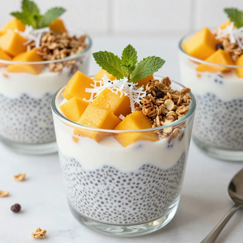 Mango Coconut Chia Parfait Frisch und Lecker Rezept