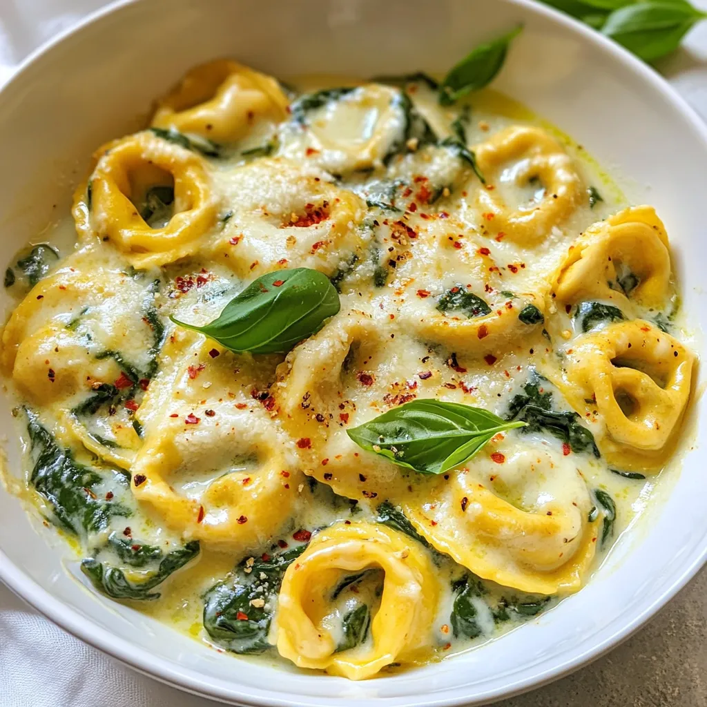 Cremige Spinat Parmesan Tortellini Einfaches Rezept
