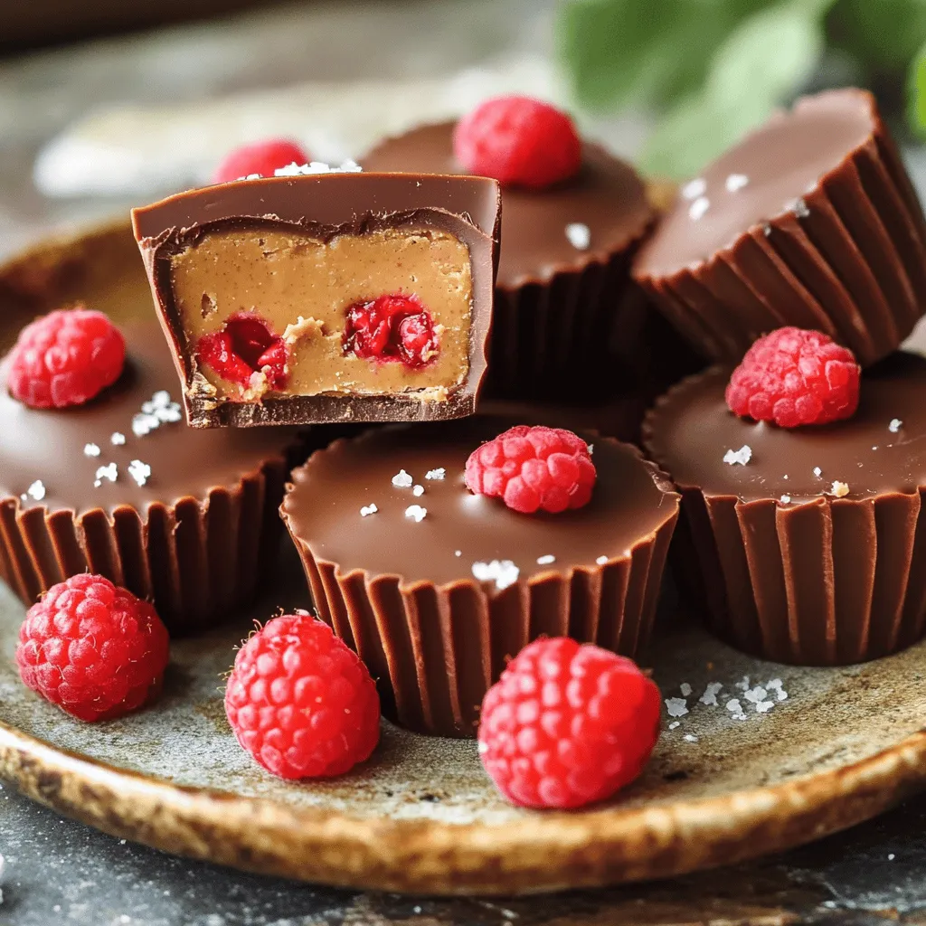 - 200 g Zartbitterschokolade - 100 g Erdnussbutter (cremig) - 50 g Himbeeren (frisch oder gefroren)