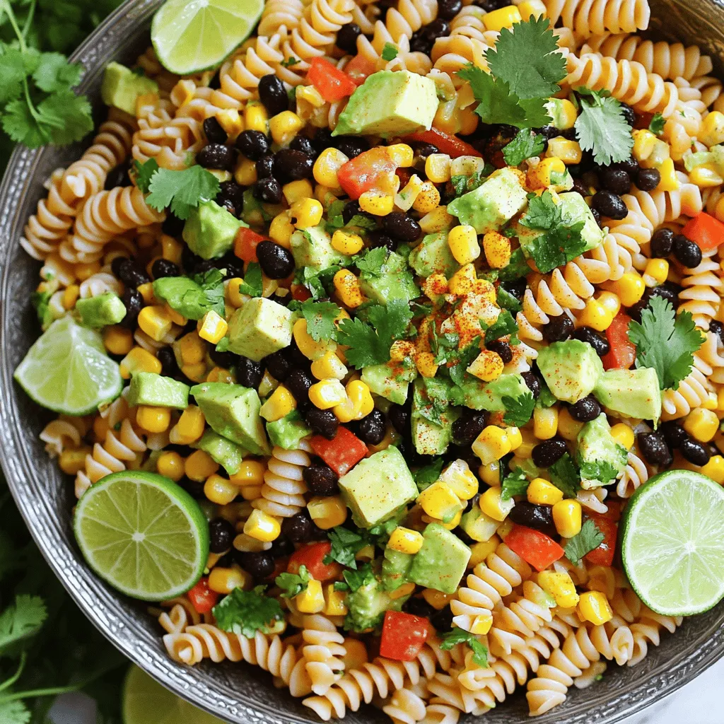 Für einen leckeren Chipotle Pasta Salad brauchen wir einige Hauptzutaten. Hier sind die wichtigsten: