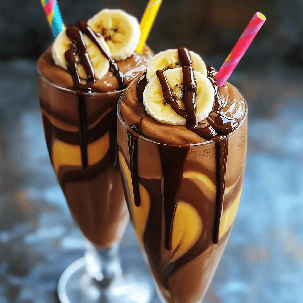 Schokoladen-Erdnussbutter-Bananen-Shake cremig und lecker