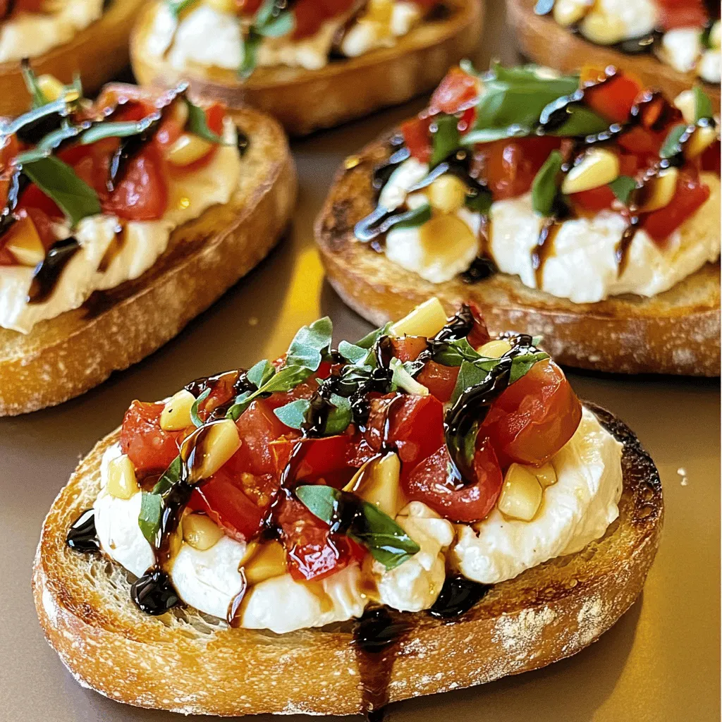 Um Burrata Bruschetta zu machen, brauchst du einige frische Zutaten. Hier ist, was du benötigst: