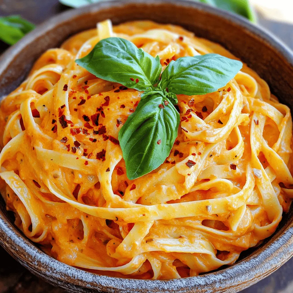 Cremige geröstete Paprika-Pasta schmackhaft und einfach
