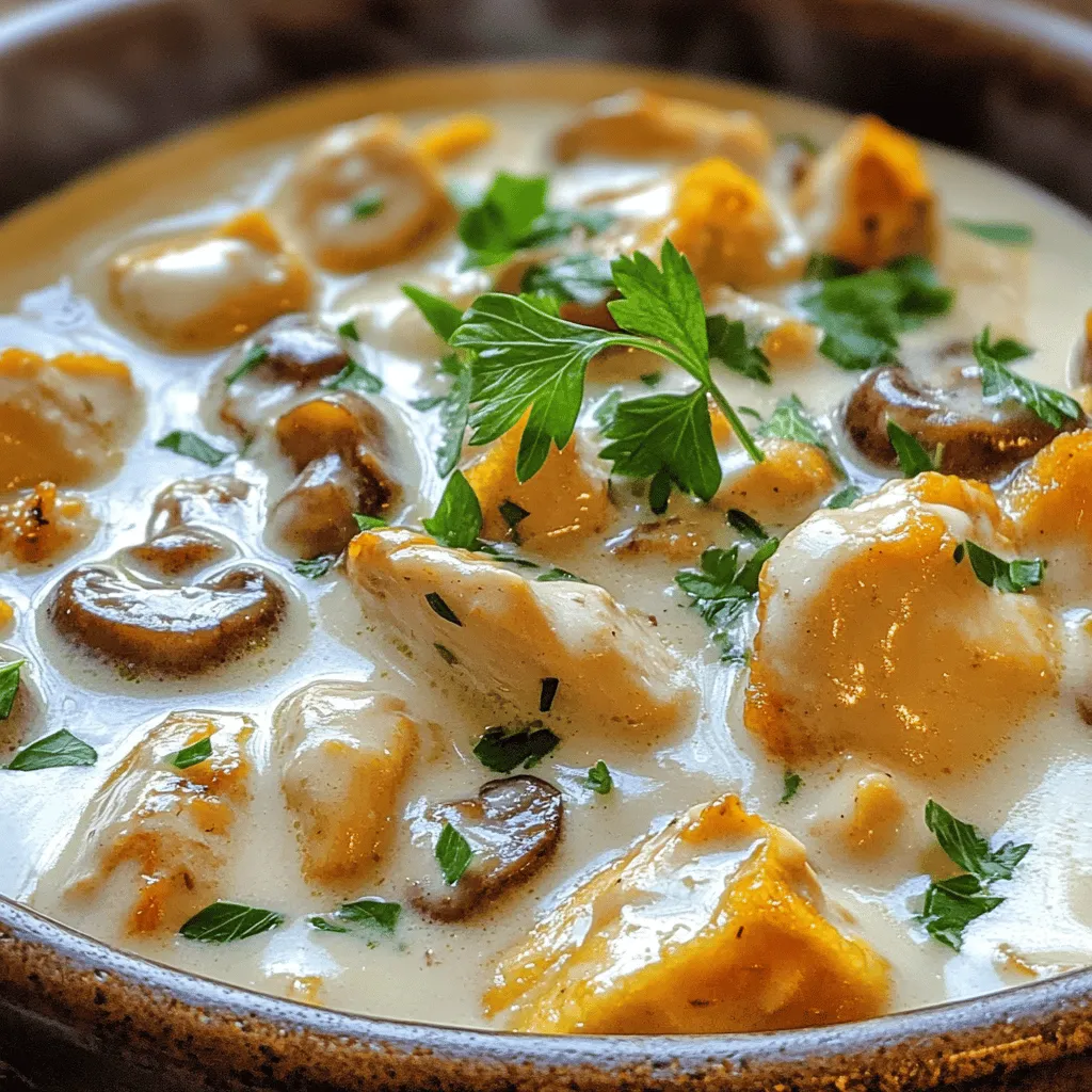 - 500 g Hähnchenbrustfilet - 300 g Champignons - 200 ml Sahne