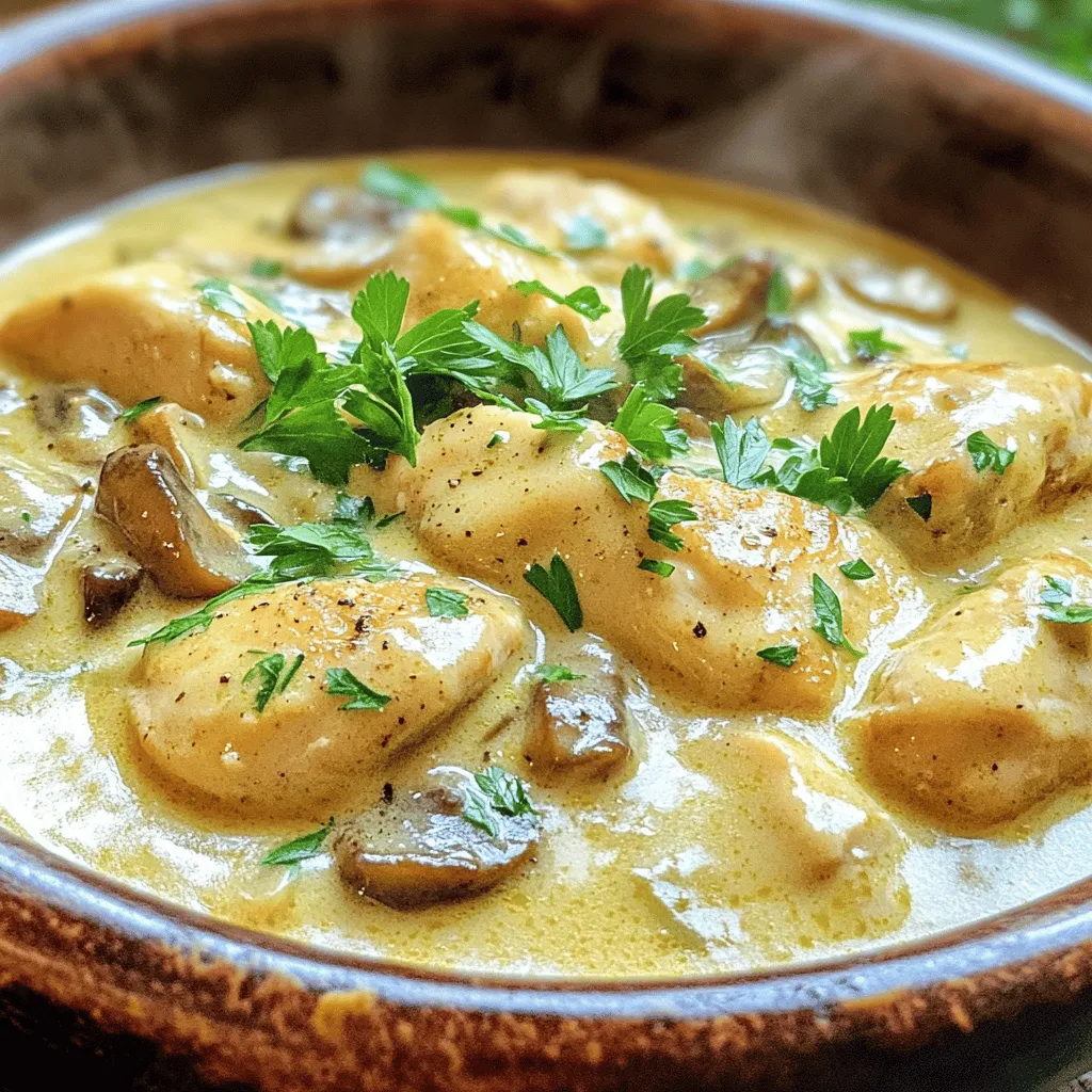 Pilzsahne mit Hühnchen Schnelle und leckere Mahlzeit