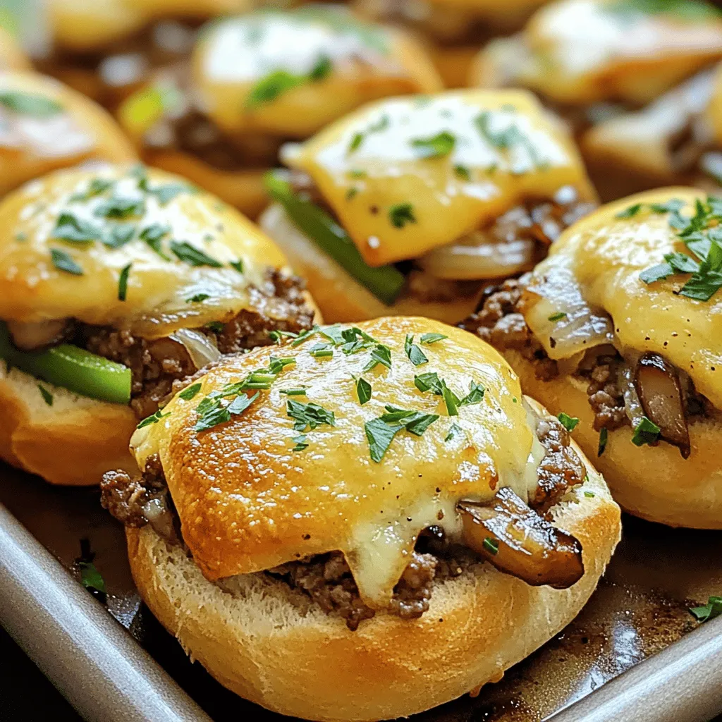 Um Philly Cheesesteak Sliders zu machen, folgen Sie diesen Schritten. Zuerst heizen Sie den Ofen auf 180°C vor. Dann schneiden Sie die Brötchen der Länge nach auf. Sie sollten die Brötchen nicht ganz durchschneiden. Legen Sie die Unterhälften auf ein Backblech.