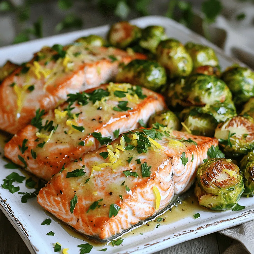Sheet Pan Lemon Dijon Salmon &#038; Brussels Rezept lecker