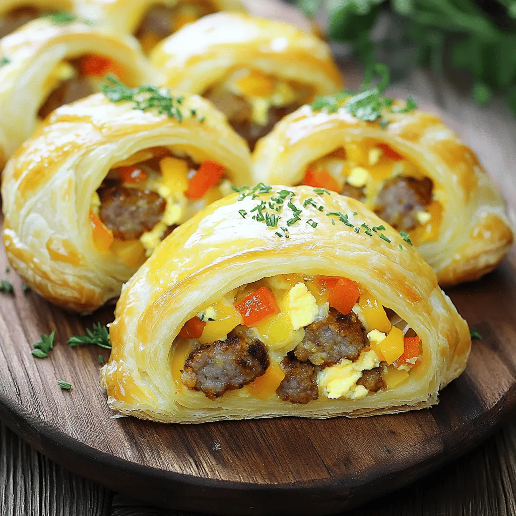 - 250g Frühstückswurst, gewürfelt - 4 große Eier - 100g geriebener Käse (Cheddar oder Gouda) - 1 Packung Blätterteig (ungefähr 320g) - 1 kleine Zwiebel, fein gehackt - 1 Paprika (rot oder gelb), gewürfelt - 1 Teelöffel Paprikapulver - Salz und Pfeffer nach Geschmack - 1 Esslöffel Olivenöl - 1 Eigelb (zum Bestreichen)