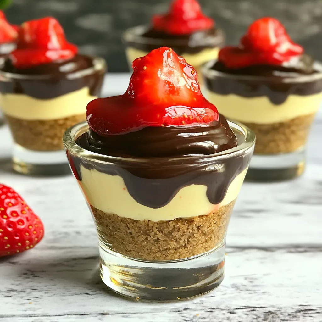 No-Bake Chocolate Covered Strawberry Cheesecake Cups lecker