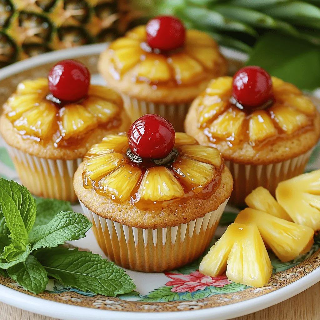 Pineapple Upside-Down Cupcakes Schmackhafte Leckerei