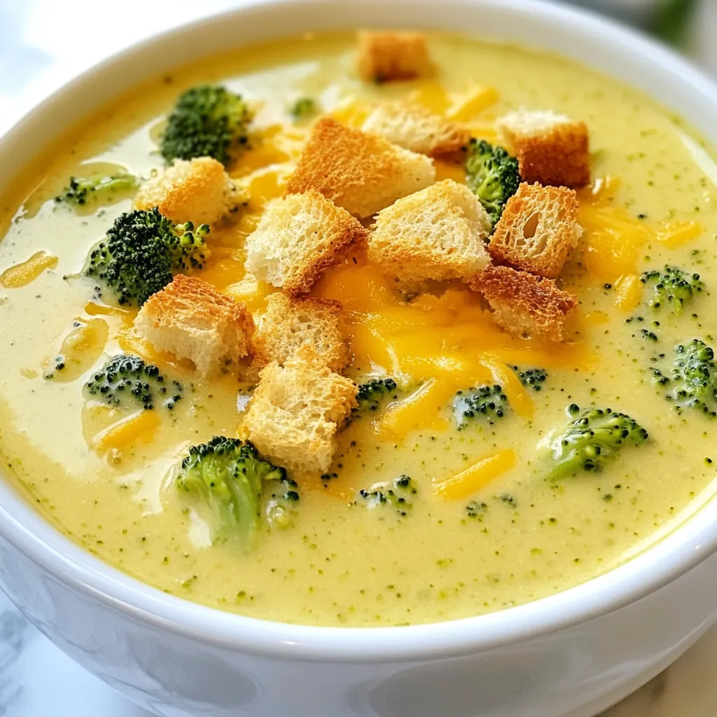 Creamy Broccoli Cheddar Soup Schmackhafte und Einfache Speise