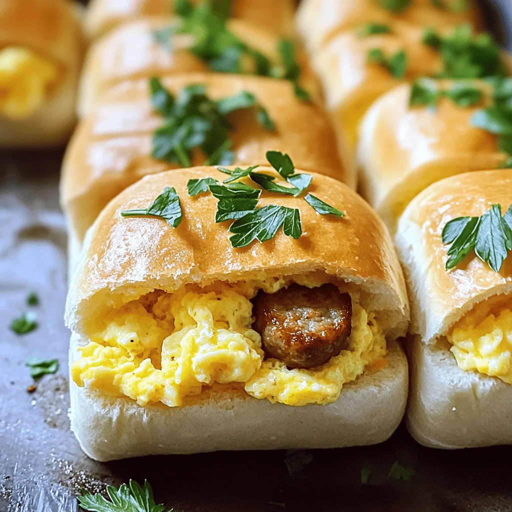 - 8 kleine Brötchen (Slider-Brötchen) - 4 Frühstückswürste (Schwein oder Geflügel) - 4 Eier