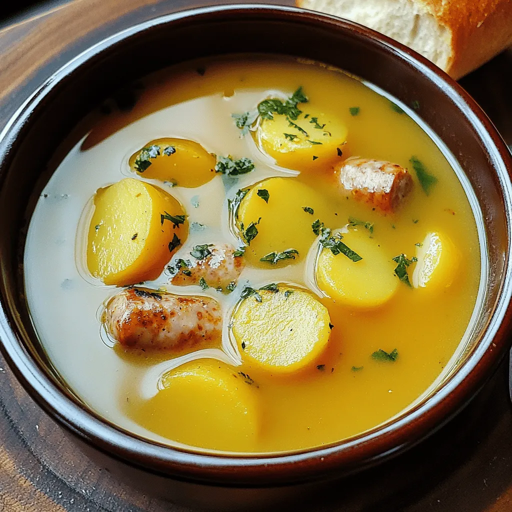 Langsame Kartoffelsuppe mit Würstchen köstlicher Genuss