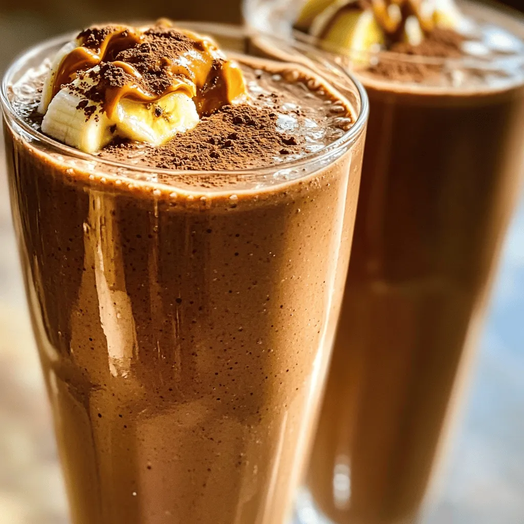 Schokoladen-Erdnussbutter-Bananen-Shake cremig genießen